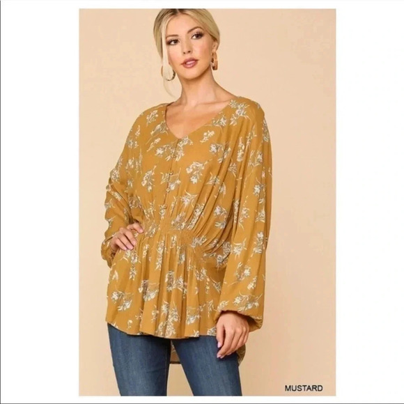 Tops - Mustard Floral Tunic